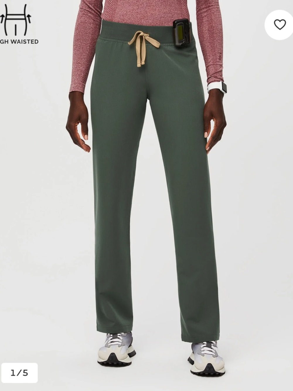 FIGS High Waisted Livingston Basic Scrub Pants in Moss Sz MP
